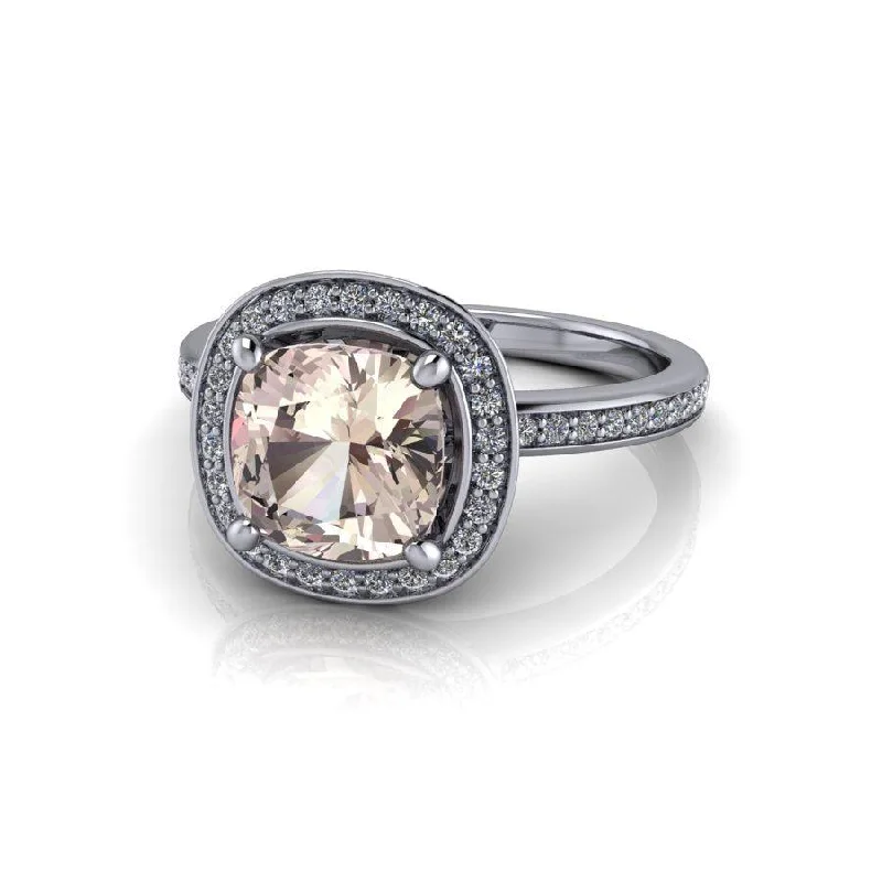 1.60 ctw Cushion Cut Morganite Engagement Ring