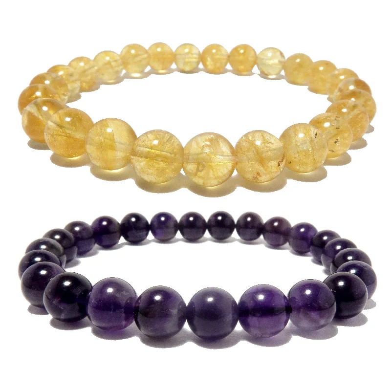 Spiritual Abundance Bracelet Set Citrine Amethyst