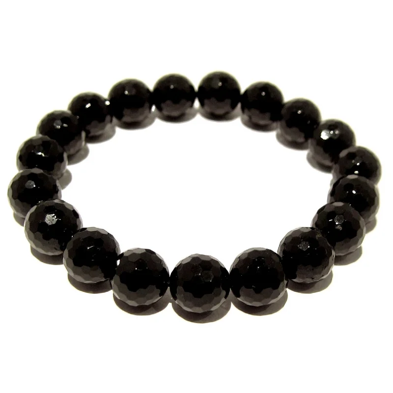 Black Tourmaline Bracelet Elegant Faceted Beads