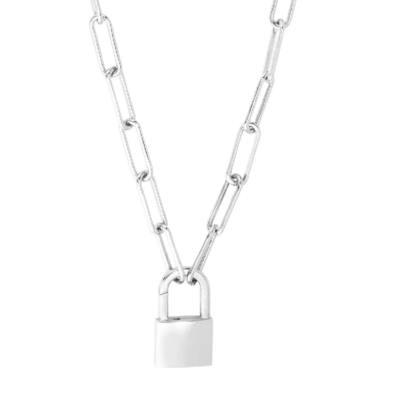 Sterling Silver 22-inch 4.86MM Padlock Clasp Necklace