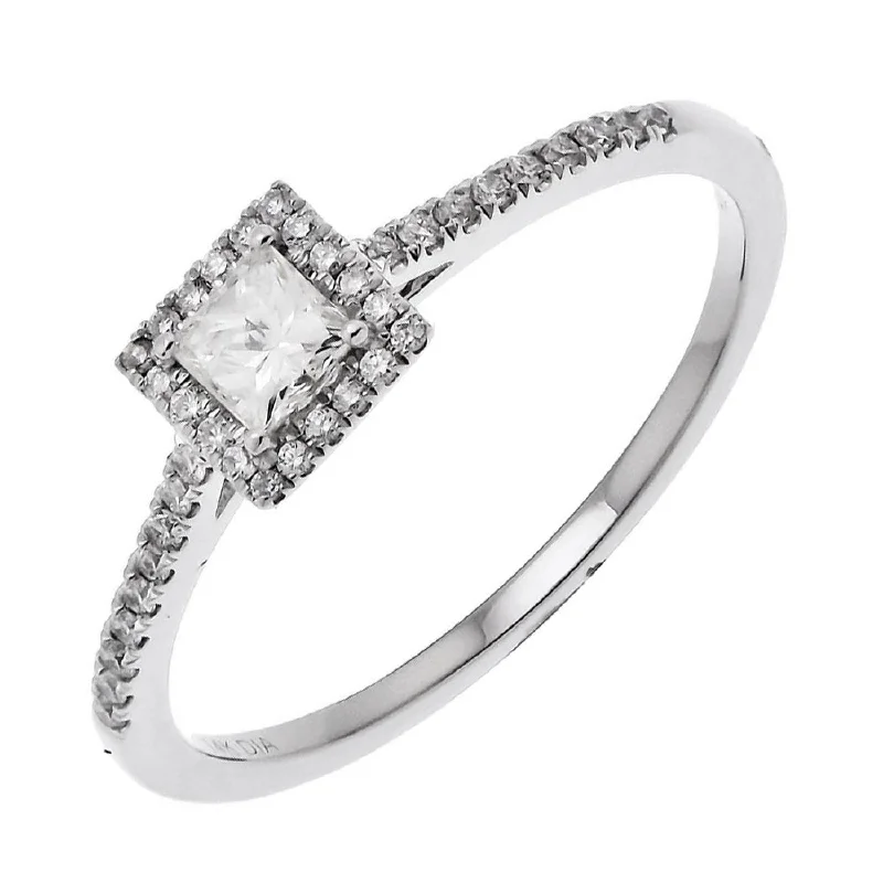 Dainty Princess Cut Square Diamond Engagement Ring