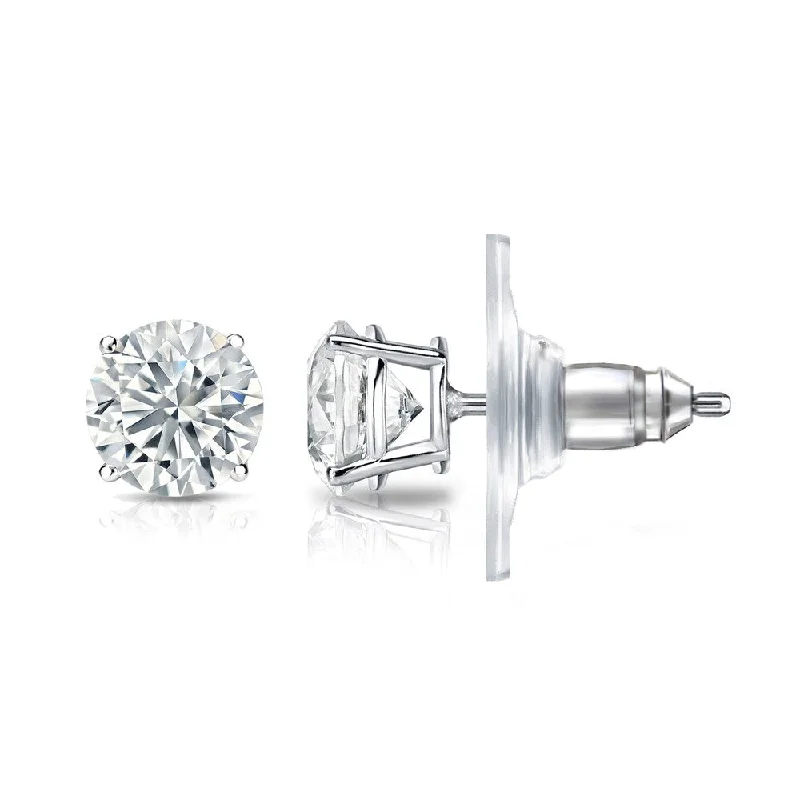 Auriya 14k Gold Certified 3.00 ct. TDW Secure-Lock Round Diamond Stud Earrings