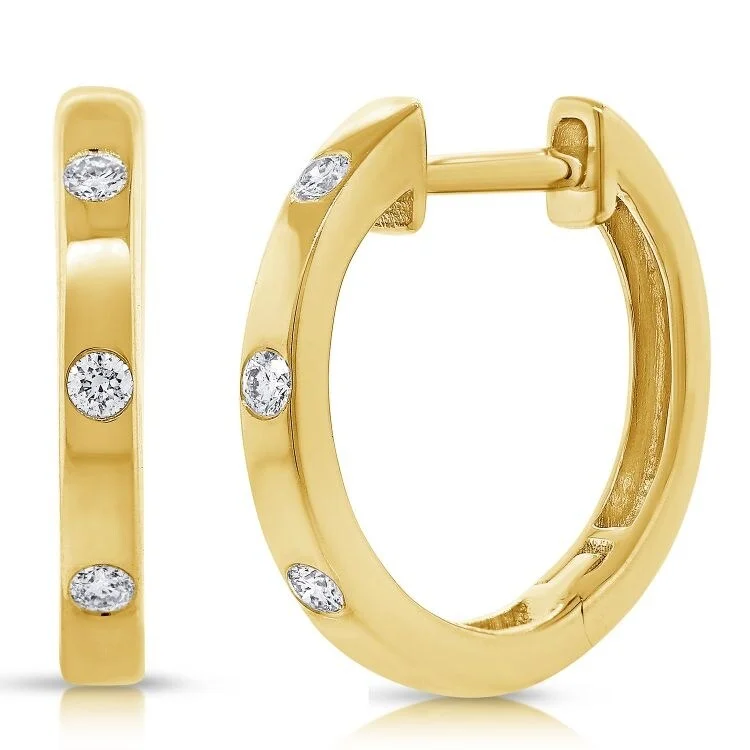 Joelle Diamond Hoop Earrings 14K Gold