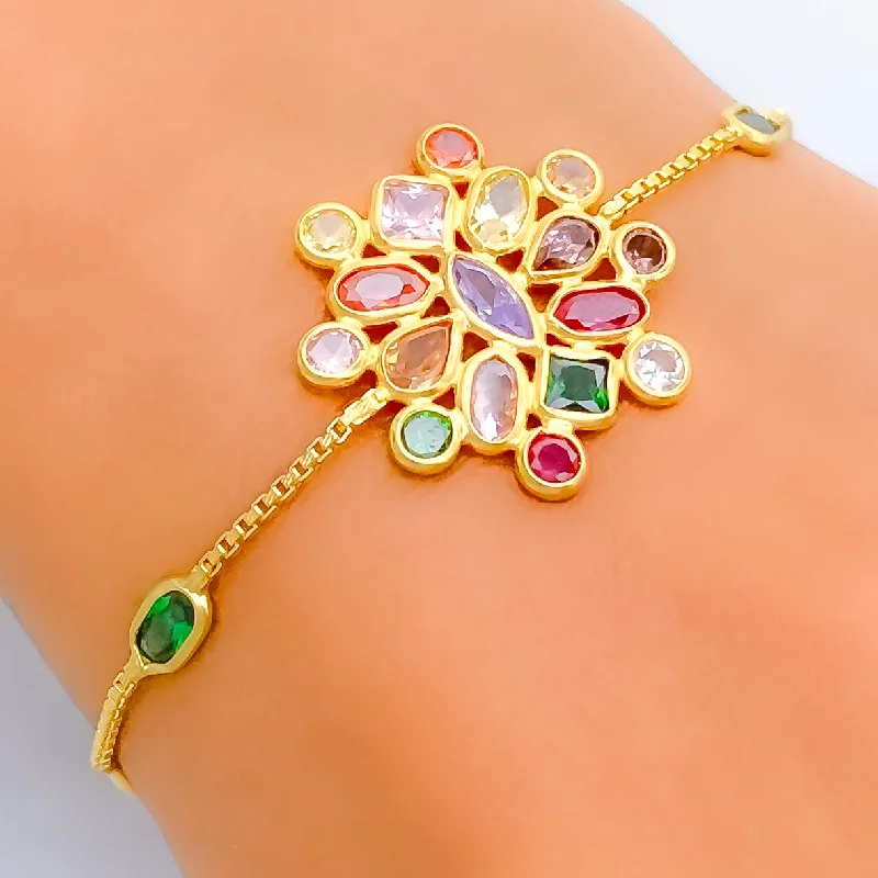 Clustered Adorned 22k Gold CZ Bracelet