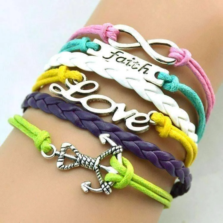 The Colors of Love Handmade Pastel Leather Friendship Bracelet