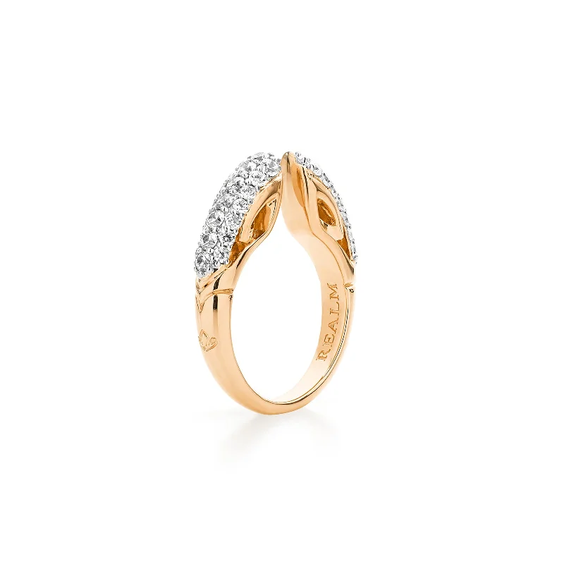 Spirit Pavé Stack Ring 5mm - 18K Rose Gold Vermeil + CZ Blanc