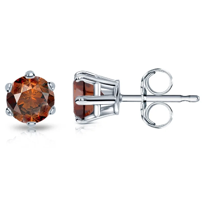 Auriya 14k Gold 1ctw Brown Diamond Stud Earrings 6-prong (SI1-SI2)