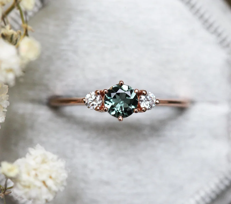 Three-Stone Mint Tourmaline And Diamond Engagement Ring