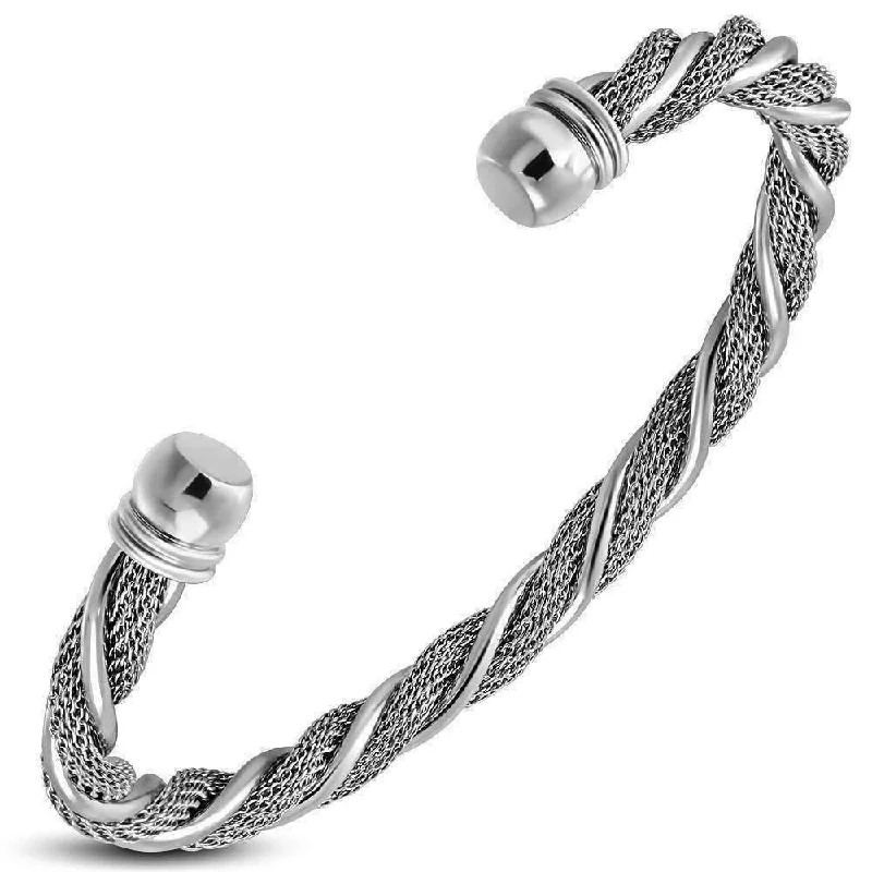 Twisted Ropes Stainless Steel Cuff Bracelet