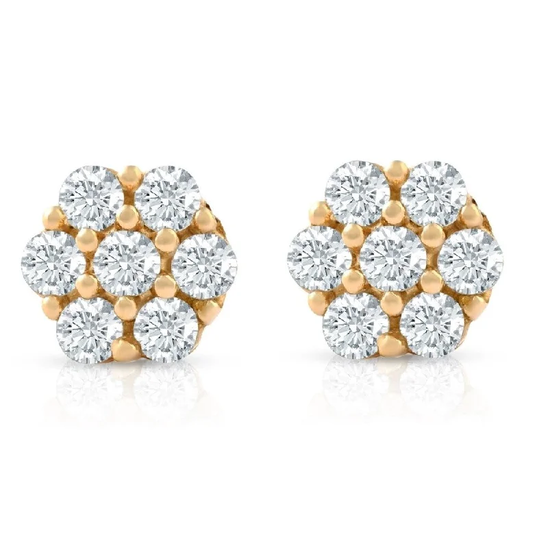 3/8 Ct. Diamond Earrings Womens Studs Yellow Gold