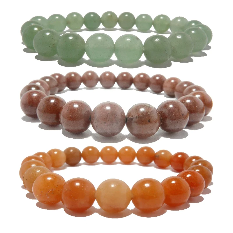 Aventurine Bracelet Set Abundance Green Purple Red