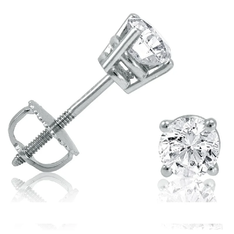 Amanda Rose Collection 1/2ct Diamond Stud Earrings set in 14K White Gold with Screw Backs