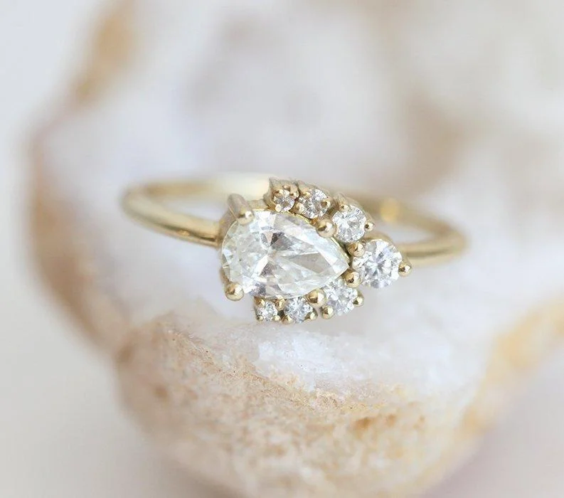 Pear Diamond Cluster Engagement Ring