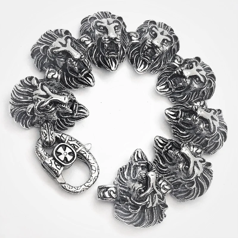 Fierce Lion Head Stainless Steel Bracelet