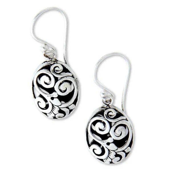 Handmade Sterling Silver 'Petite Karangasem Castle' Earrings (Indonesia)