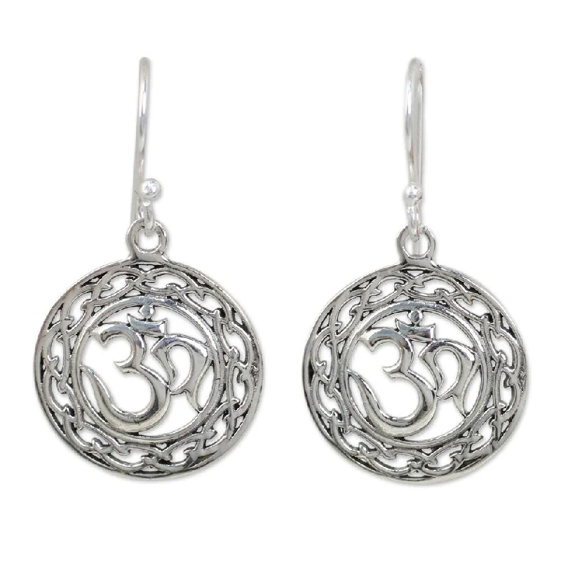 Handmade Sterling Silver 'Celtic Om' Earrings (Thailand)