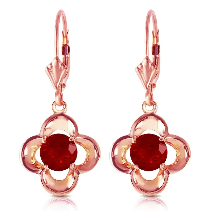 1.1 Carat 14K Solid Rose Gold Ruby Bloom Earrings