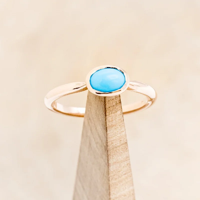 OVAL BLUE BIRD TURQUOISE ENGAGEMENT RING