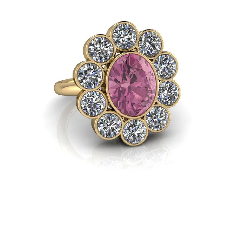 Pink Tourmaline Flower Engagement Ring 5.60 ctw