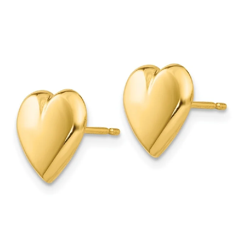 Diamond2Deal 14k Yellow Gold Heart Post Stud Earrings (L-9mm, W-10mm)