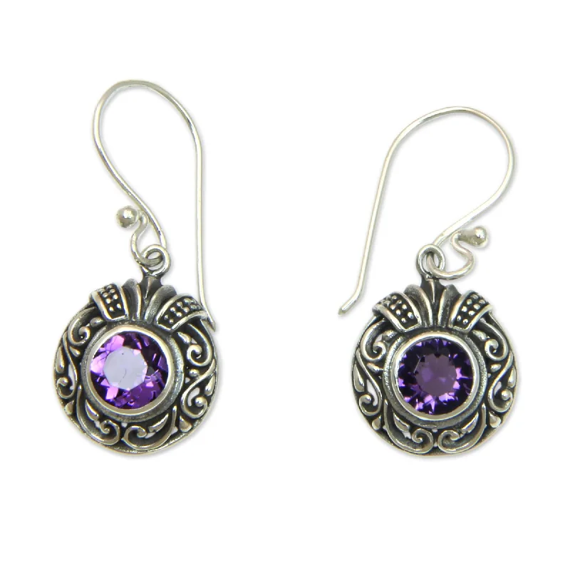 Sterling Silver 'Lilac Ladybug' Amethyst Earrings (Indonesia)