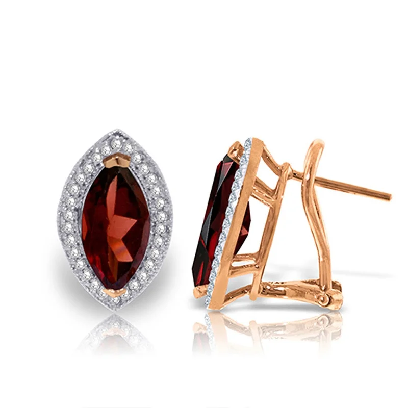 4.3 Carat 14K Solid Gold Natural Marquis Garnet Diamond Earrings