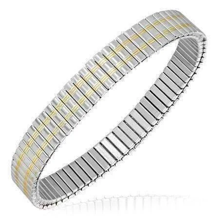 Gold Lined Thin 18K Gold Plated Stainless Steel Stretch Link Bracelet