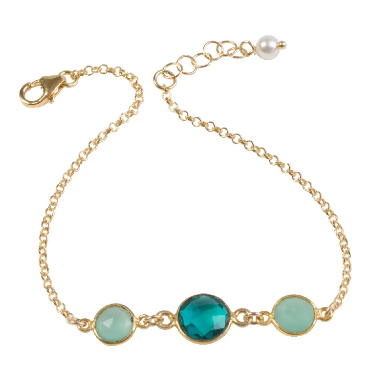 Green Chalcedony Bezel Bracelet