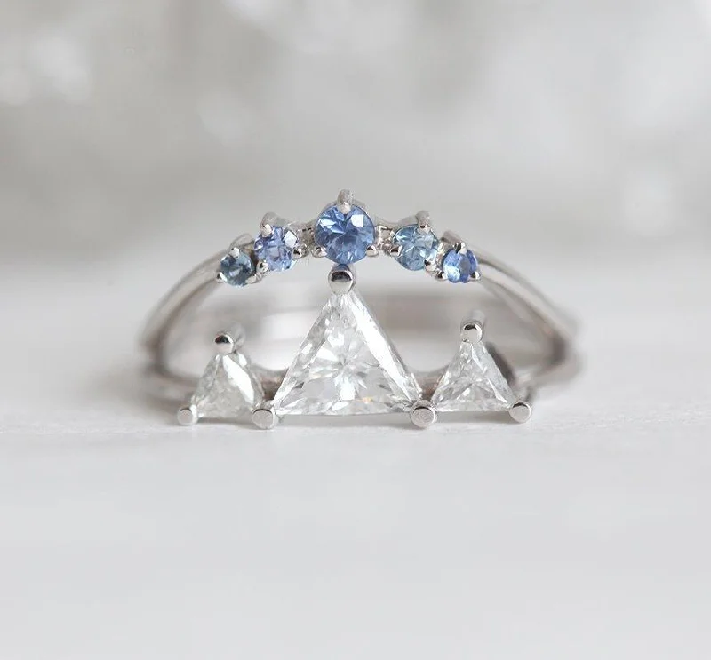 Mountain Engagement Ring Set, Mountain Ring