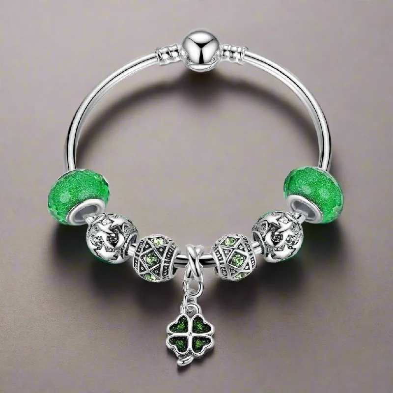 Luck of the Irish Silver Bangle Bracelet for Woman