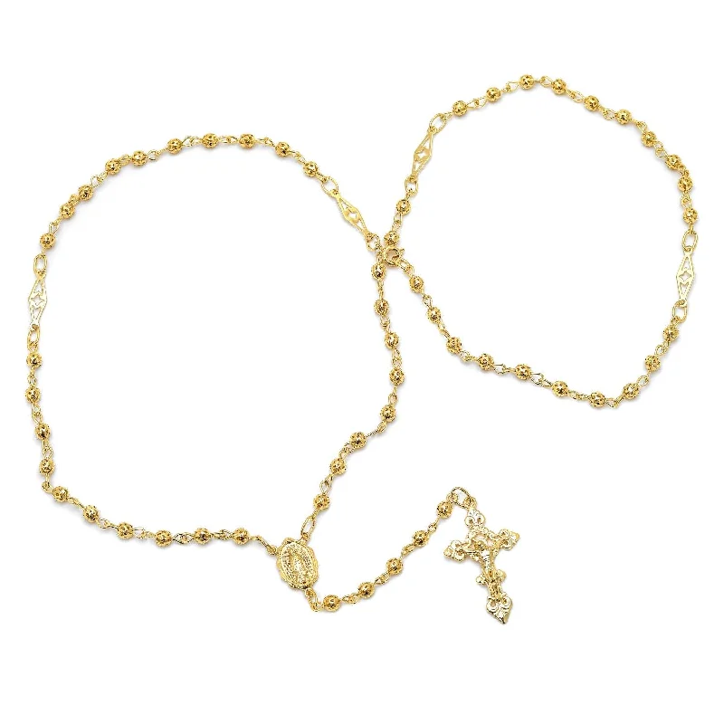 14KT Gold Plated Sterling Silver 4MM Beads 24-inch Rosary Necklace