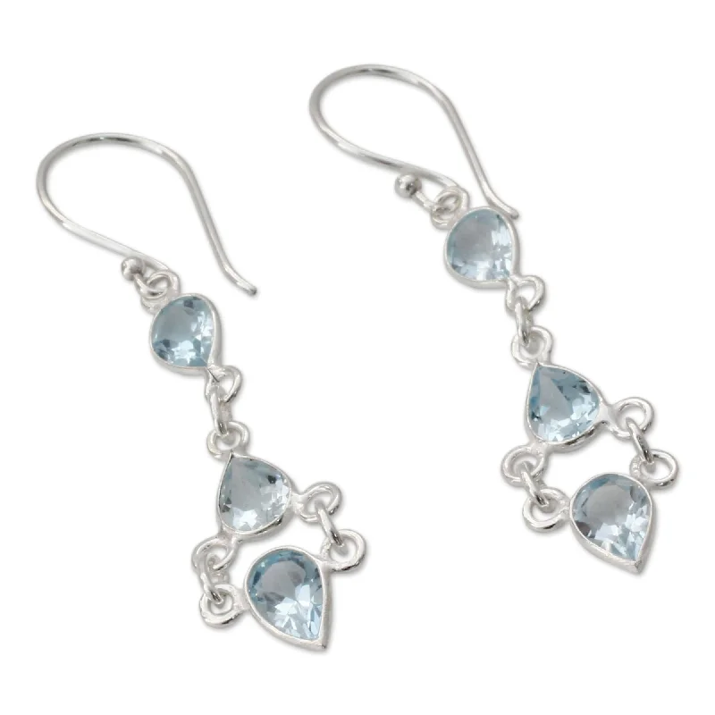 Sterling Silver 'Mystic Wonder' Blue Topaz Earrings