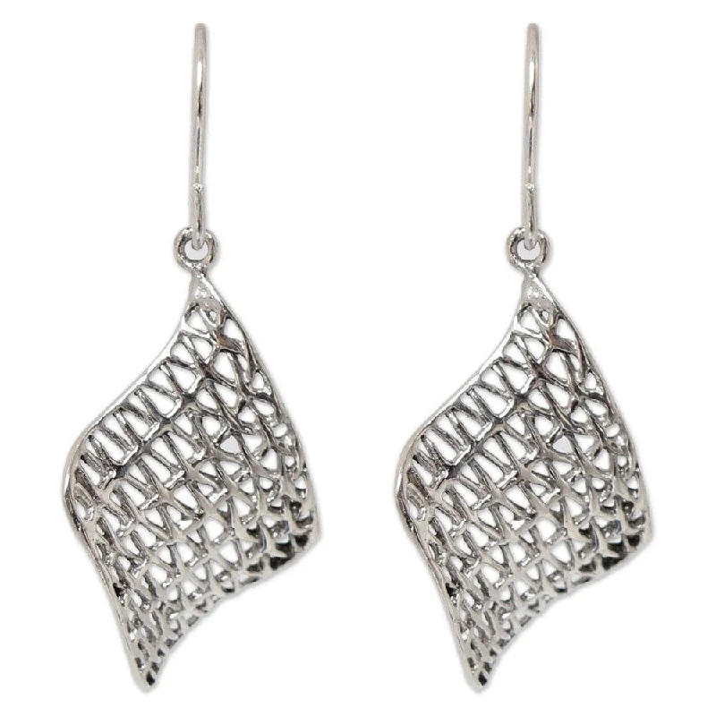 Handmade Sterling Silver 'Love Net' Earrings (Thailand)