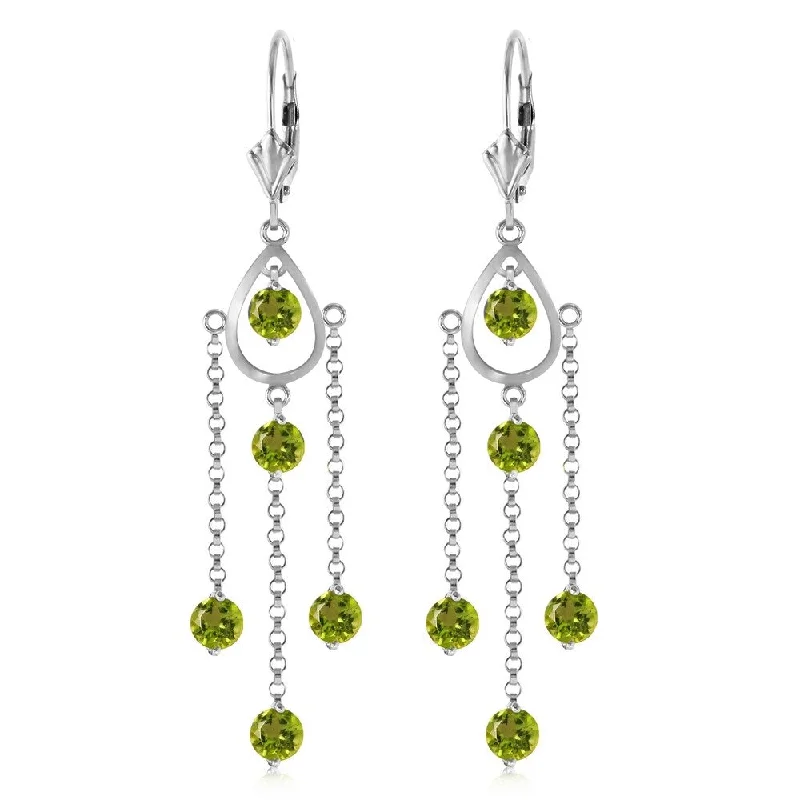 3 Carat 14K Solid White Gold Washington Square Peridot Earrings