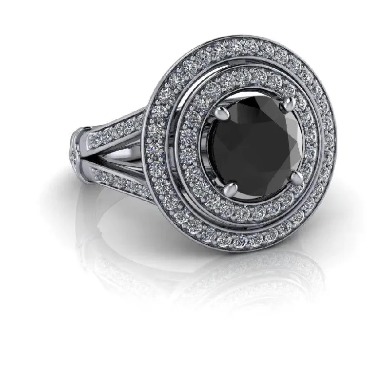 Black Diamond Ring, Diamond Anniversary Ring 2.06 CTW