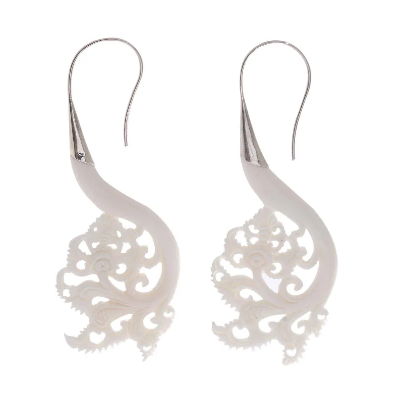 NOVICA Pura Plains, Bone drop earrings - 3.1*0.2