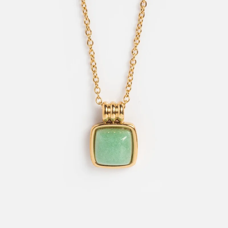 Puzzle Square Aventurine Stone Necklace