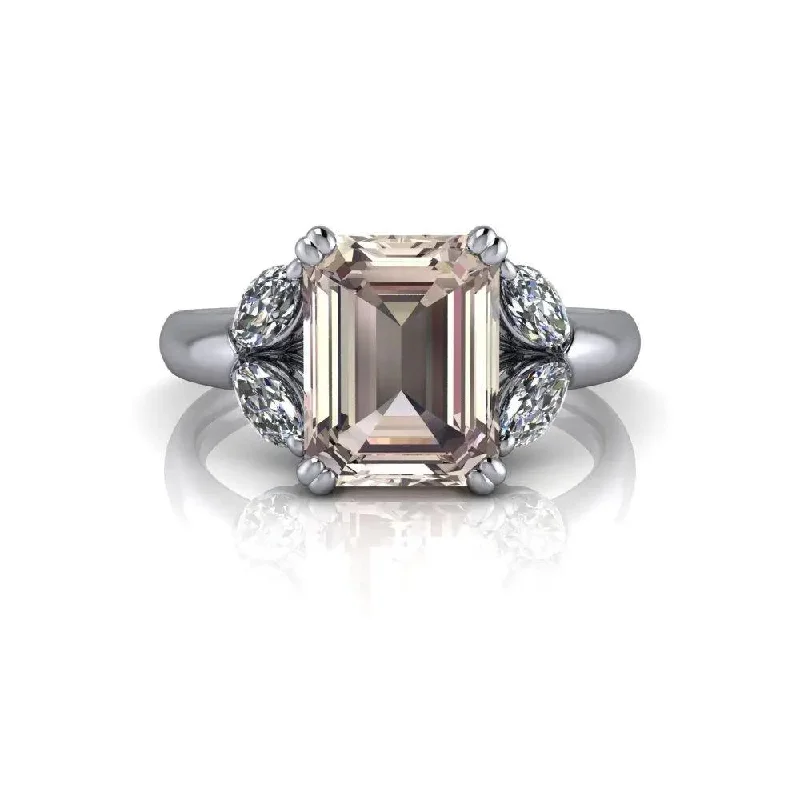 Emerald Cut Morganite Engagement Ring 2.65 CTW