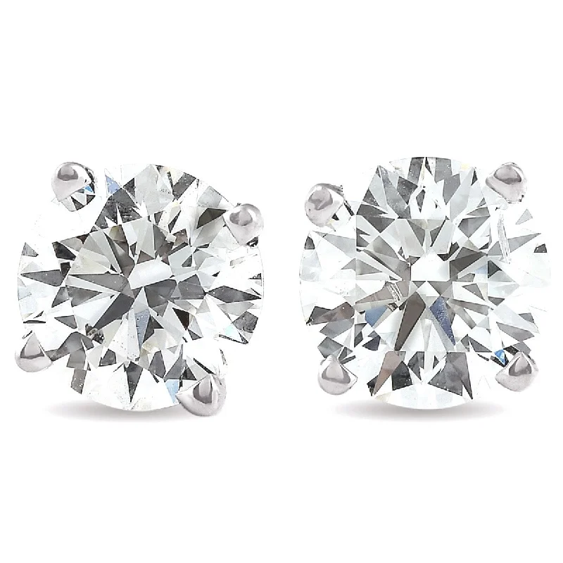 VS 2 Ct TW Round Moissanite Studs White Gold Women's Earrings