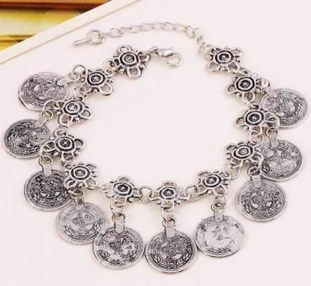 Byzantine Coin & Medallion Dangling Chain Bracelet