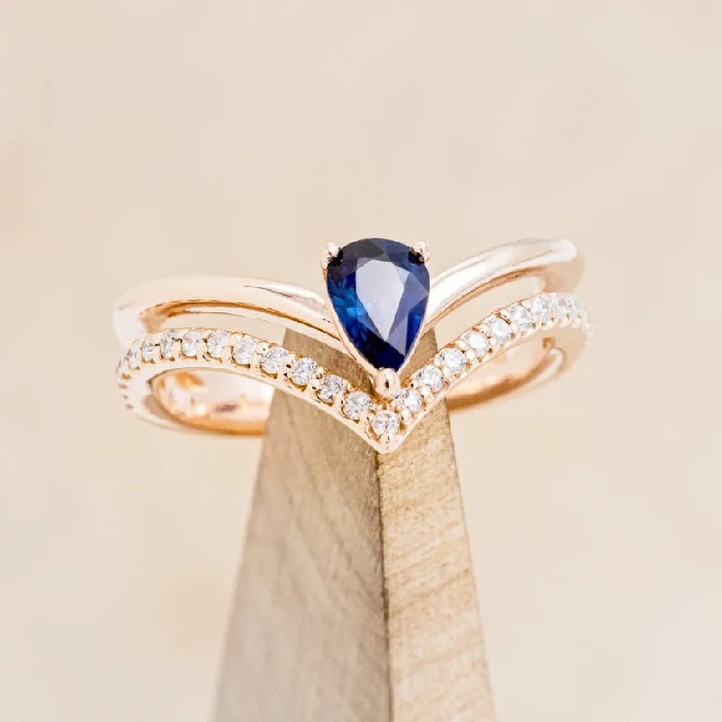 "CICELY" - PEAR CUT BLUE SAPPHIRE ENGAGEMENT RING WITH DIAMOND ACCENTS