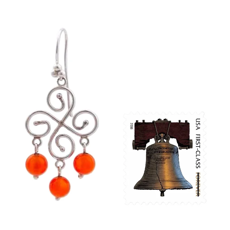 Handmade Sterling Silver 'Pinwheel' Carnelian Earrings (Peru)