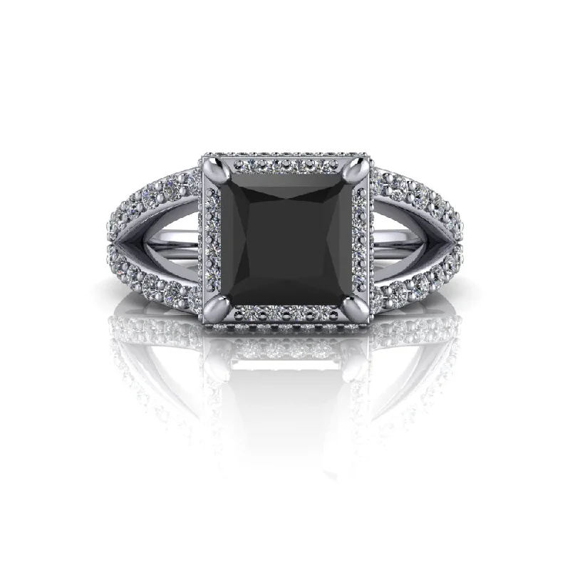 Princess Cut Black Diamond Engagement Ring