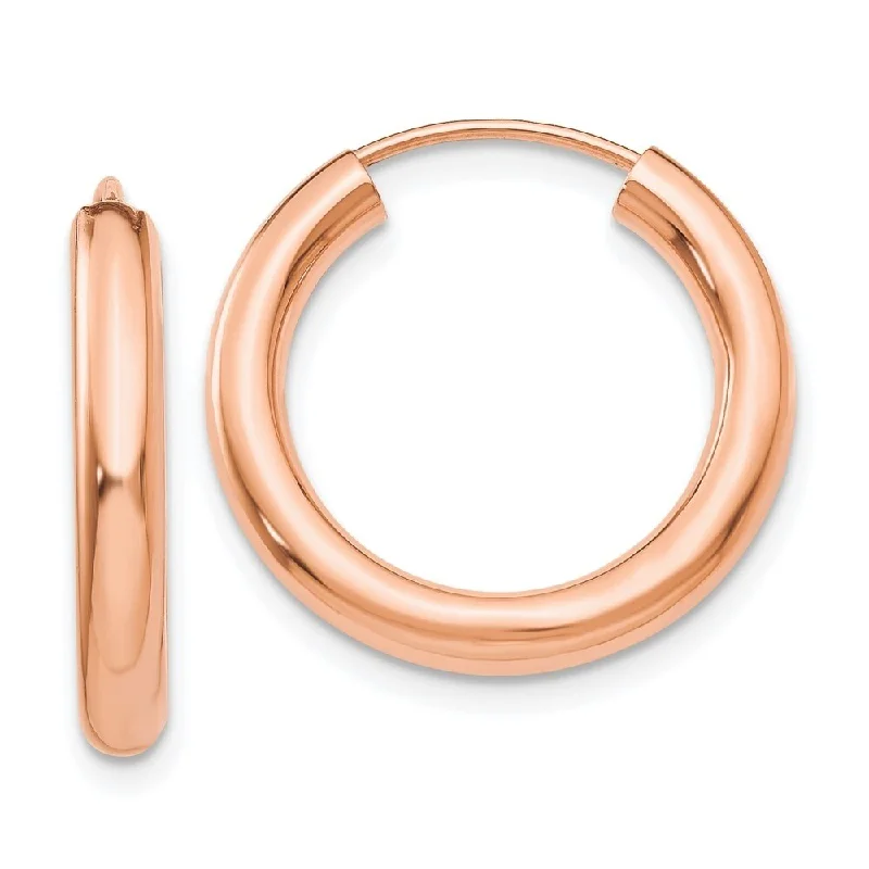 Diamond2Deal 14k Rose Gold Polished Endless Tube Hoop Earrings (L-19.25mm, W-19.5mm)