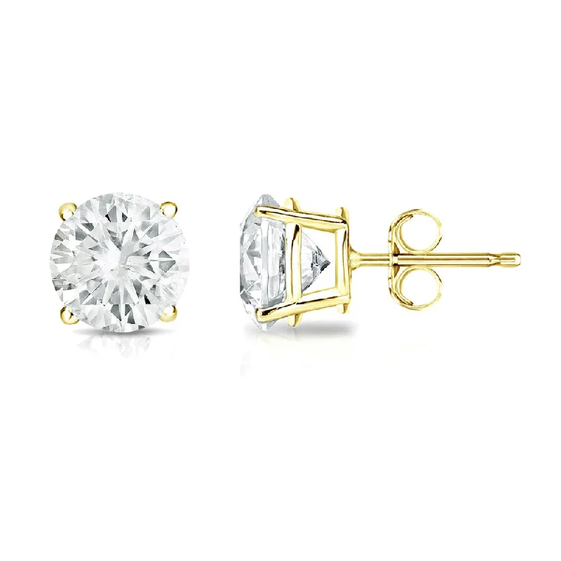 18k Gold Round 3/4ct TW Clarity Enhanced Diamond Stud Earrings (J-K, SI1-SI2)