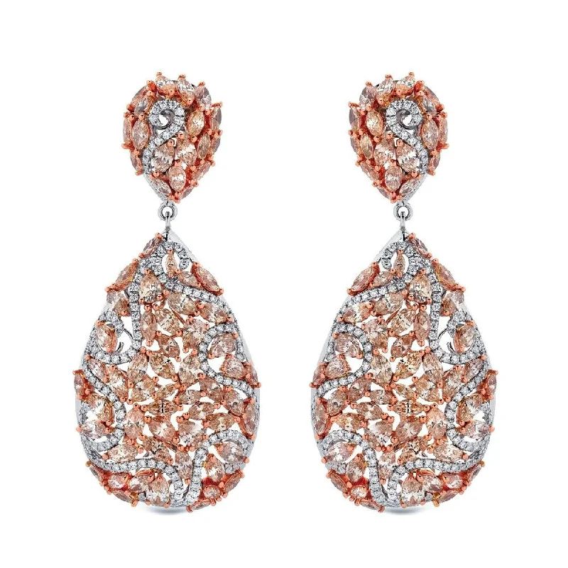 Auriya Unique 19.75 carat TW Fancy Diamond Dangle Earrings 14k Two-Tone Rose Gold (H-I, SI1-SI2)