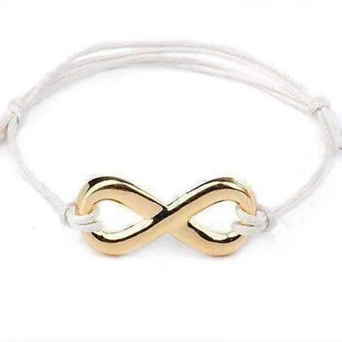 White and Gold Tone Infinity Friendship Bracelet