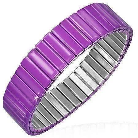 Plum Anodized Color Stainless Steel Stretch Bracelet