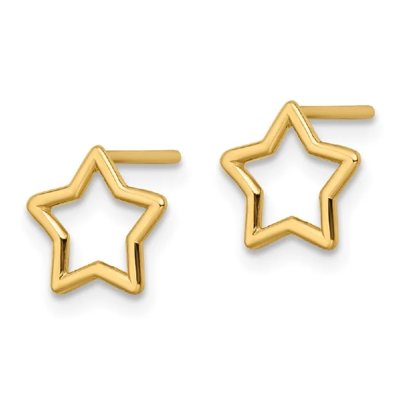 Diamond2Deal 14k Yellow Gold Polished Star Stud Post Stud Earrings (L-8.75mm, W-9mm)