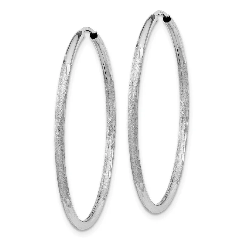 Diamond2Deal 14k White Gold 1.5mm Diamond-cut Endless Hoop Earrings (L-31mm, W-31mm)